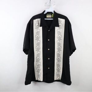 Men’s SZ M Cubavera Black and Cream Floral Shirt